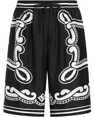 Dolce & Gabbana Silk Shorts With Print - Black