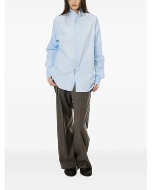 MASU Ruffled Zip-Up Shirt - Blue