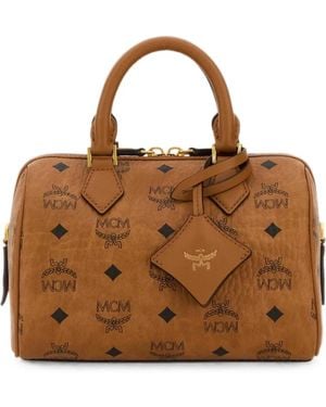 MCM Small Ella Monogram-Print Tote Bag - Brown