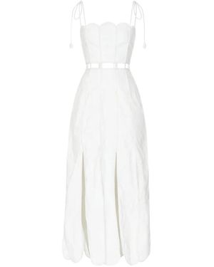 AZULU Malta Scallop-Trim Cut-Out Midi Dress - White