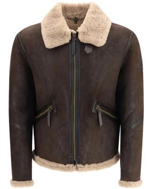 Belstaff Chaqueta Winterbrook Con Ribete De Pelo De Borrego - Negro