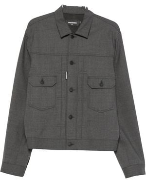 DSquared² Button-Up Pocket-Detail Jacket - Grey