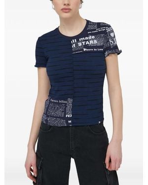 Desigual Low Printed Striped T-Shirt - Blue