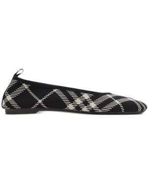 Burberry Baby チェック ニット フラットシューズ - ブラック