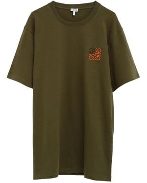 Loewe T-Shirt À Logo Brodé Anagram - Vert