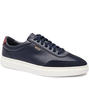 HUGO Kieran Leather Trainers - Blue