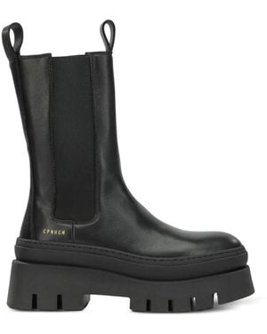 COPENHAGEN Chunky-Sole Leather Boots - Black