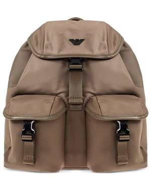 Emporio Armani Buckle Flap Backpack - Brown