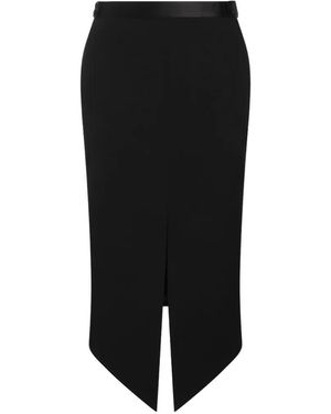 Tom Ford Satin-Trim Back-Slit Skirt - Black