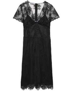 Prada Robe Courte À Ourlet Festonné En Dentelle - Noir
