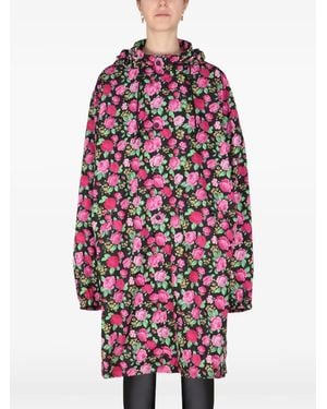 Balenciaga Floral-Print Coat - Red