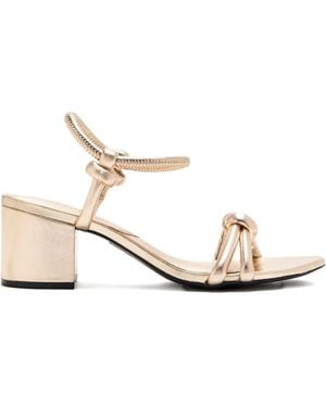 SCHUTZ SHOES 60Mm Luna Knotted Block-Heel Sandals - Natural