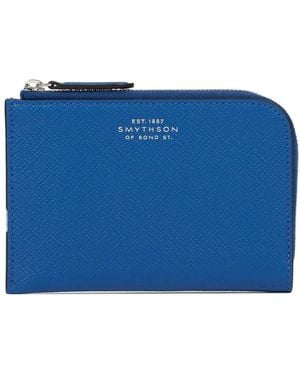 Smythson Small Panama Leather Wallet - Blue