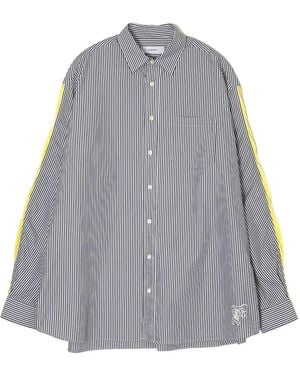 Facetasm Striped Panelled Shirt - Grey