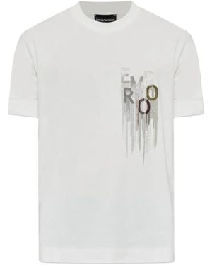 Emporio Armani Heavy-Jersey T-Shirt With Embroidered Logo - White