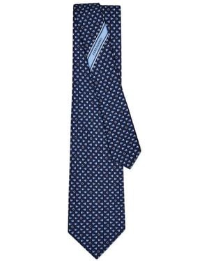 Ferragamo Mail Print Silk Tie - Blue