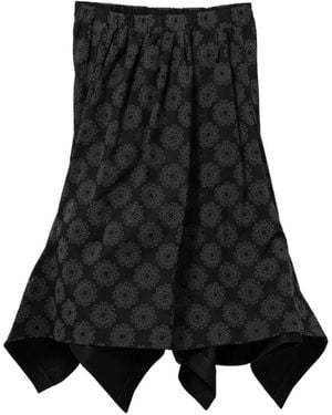Comme des Garçons Floral Asymmetric Midi Skirt - Black