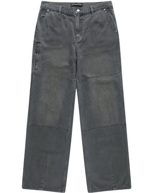 CEEC Embroidered Double-Knee Cargo Jeans - Gray
