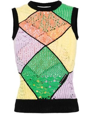 Marine Serre Panelled Mini Top For - Green