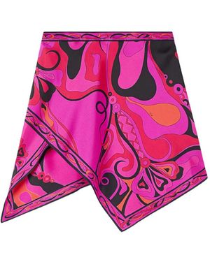 PUCCI Orchidee-Print Silk Scarf Skirt - Pink