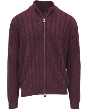 Kiton Cardigan mit Zopfmuster - Lila
