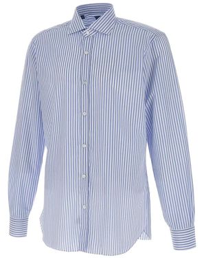 Barba Napoli Striped Button-Up Shirt - Blue