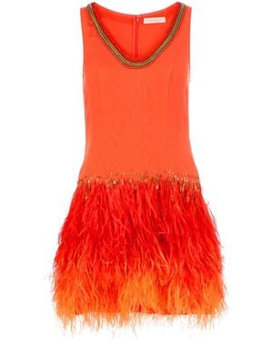 Matthew Williamson Feathered Jersey Dress