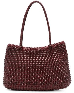 Dragon Diffusion Santa Croce Cactus Woven Leather Shoulder Bag - Purple