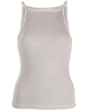 Agolde Square-Neck Ribbed-Knit Top - Grey