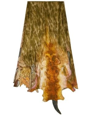 DIESEL Asymmetrical Midi Skirt With Nature-Inspired Print - Natural