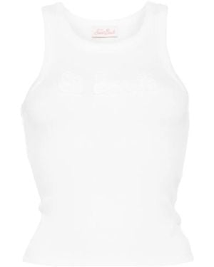 MC2 Saint Barth Logo-Patch Ribbed Tank Top - White