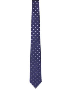 Emporio Armani Krawatte Mit Logo-Muster - Blau