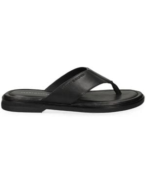 Tommy Hilfiger Logo-Embossed Flip-Flop Sandals - Black