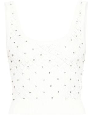 John Richmond Crystal-Embellished Knitted Top - White