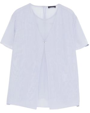 Emporio Armani Round-Neck Button-Detail Blouse - White