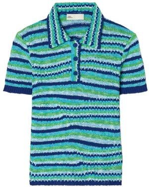 Tory Burch Polo En Coton À Rayures - Blue