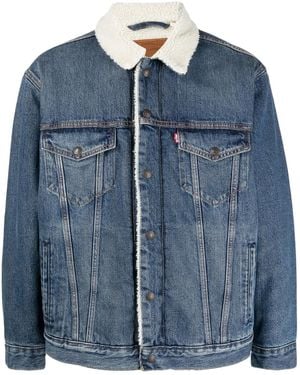 Levi's Type Iii Faux Shearling-Trim Denim Jacket - Blue