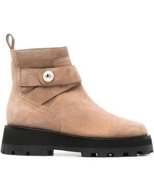 Jimmy Choo Pearl-Embellished Suede Ankle Boots - Natural