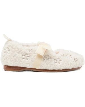 Rockfish X Susan Fang Furry Ballet Flats - White