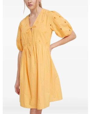 Desigual Puff-Sleeve Mini Dress - Yellow