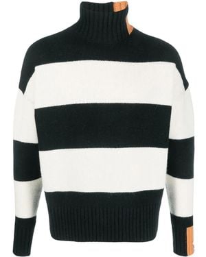 RIGHT FOR Gestreifter Pullover Mit Stehkragen - Schwarz