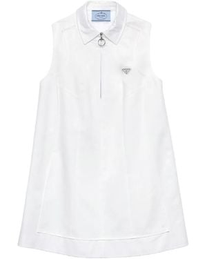 Prada Chino Zipper Mini-Dress - White