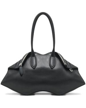 McQueen Manta Leather Shoulder Bag - Black