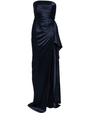 Michelle Mason Strapless Gathered Silk Gown - Blue