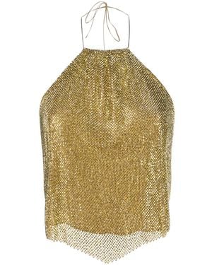MANURI Chainmail Halterneck Top - Green