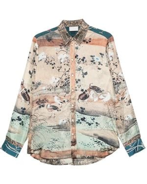 Pierre Louis Mascia Landscape-Print Silk Shirt - White