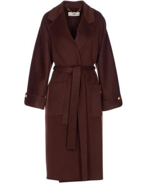 Elisabetta Franchi Wool Trench Coat - Red