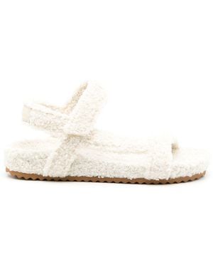 Sarah Chofakian Fluffy Touch-Strap Sandals - White