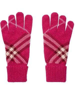 Burberry Checked Gloves - Pink
