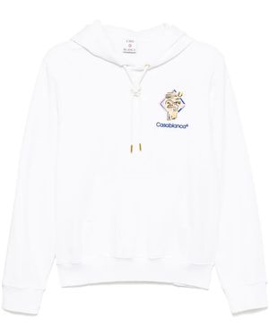 CASABLANCA Diamond Column Embroidered Hoodie - White